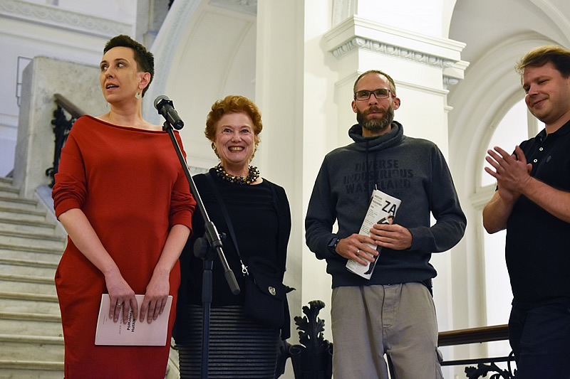 Joan Fitzsimmons, second from left, at the opening of Jacek Malinowski’s Bi-Polar at the Zachęta – National Gallery of Art. Photograph by Marek Krzyżanek