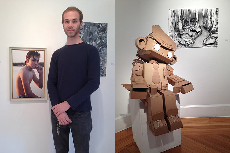 Brien Adams, works by Kristopher Solis (center) and José Garcia at the 2014 Exhibition of Undergraduate College Artwork in Connecticut