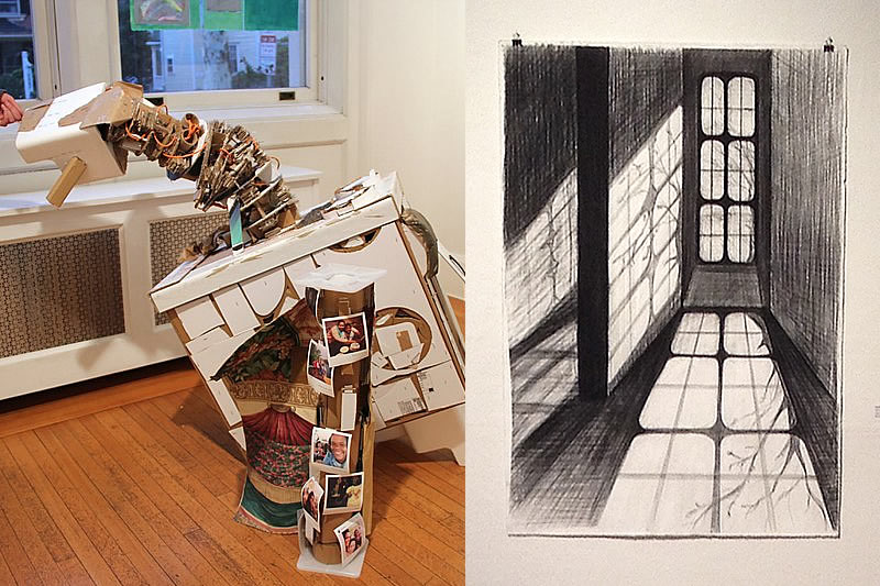Works by Remy Sosa and Anastasiya Barskaya at the 2014 Exhibition of Undergraduate College Artwork in Connecticut