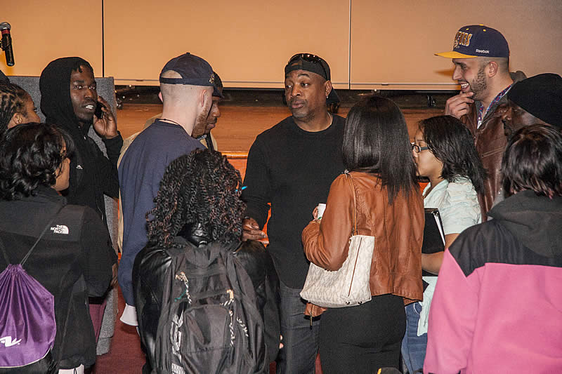 Chuck D with NCC students at the 2015 NCC Academic Festival Got Smarts?
