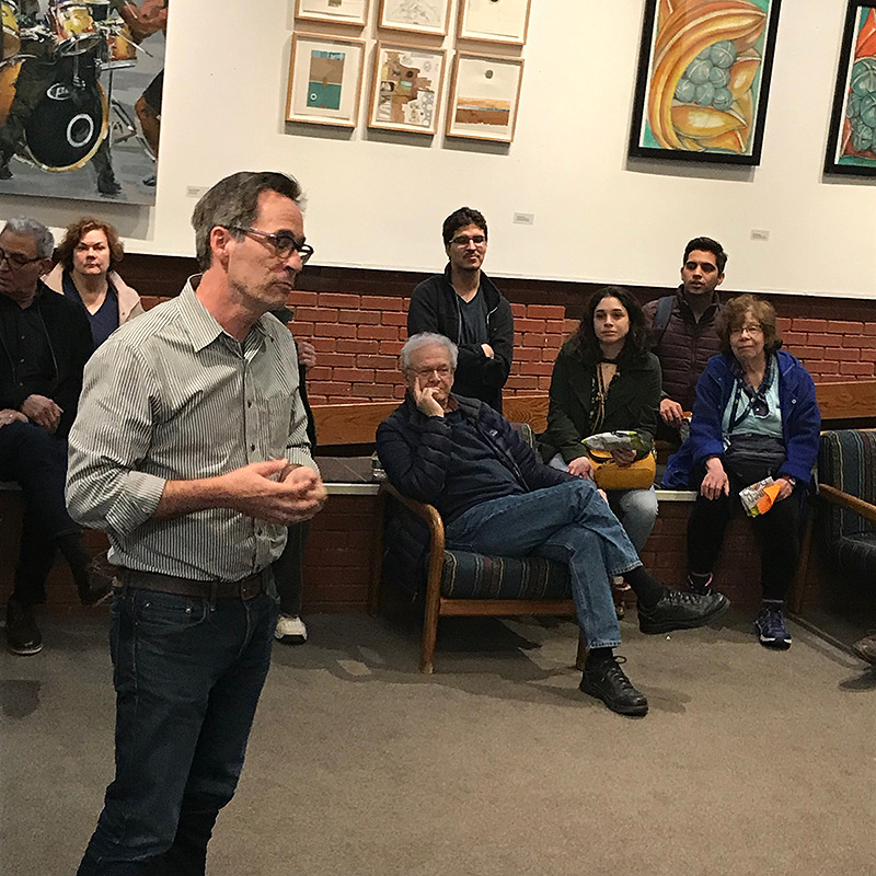 Professor Joseph Fucigna at the opening reception for the 2019 Art Faculty show