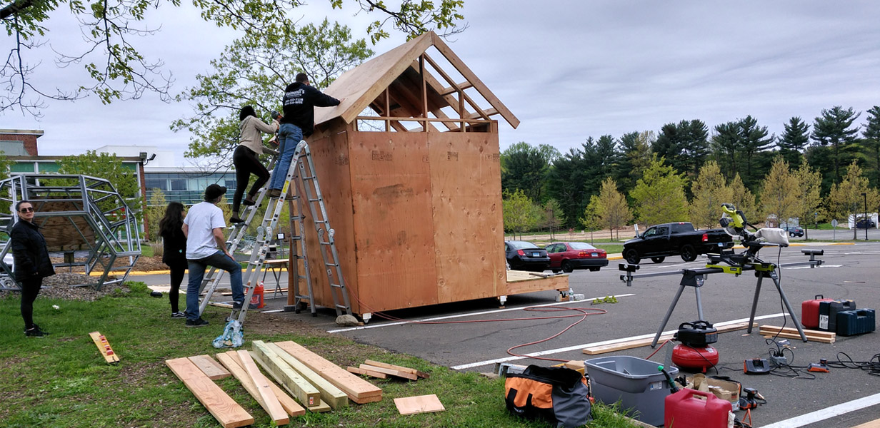 NCC Construction Technology students construct shed