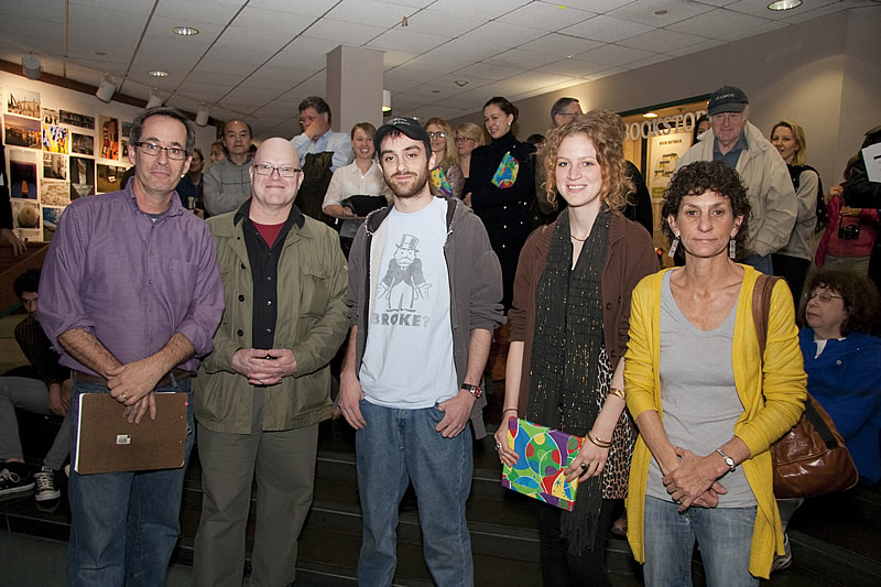 Joe Fucigna with Best in Show Award winners Kevin Allen, Matthew Hood, Johanna Loerracher, and Linda Bartlett at the 2012 Stacy M. Israel Art, Architecture + Design Student Exhibition at NCC Norwalk Community College