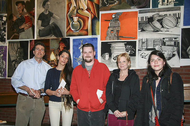 Professor John Alvord with Graphic Design academic award winners Valentina Pani, Marc Forman, Ann Laczko and Joanne Gonzalez