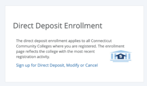 The image of the Direct Deposit Enrollment link within mycommnet